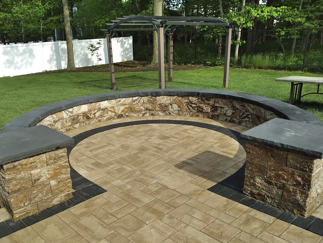 Affordable Patio's uniquely styled seating walls, with semi-circular walls, are comfortable and ideal for natural settings and views.